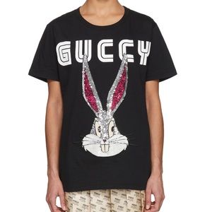 Gucci Black Guccy Crystal Bunny T-shirt